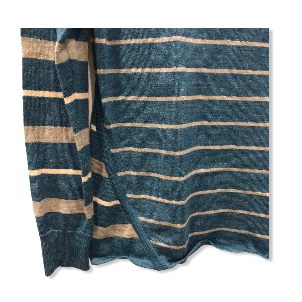 EUC Smartwool V-Neck Striped Wool Blue Sweater - Picture 7 of 8